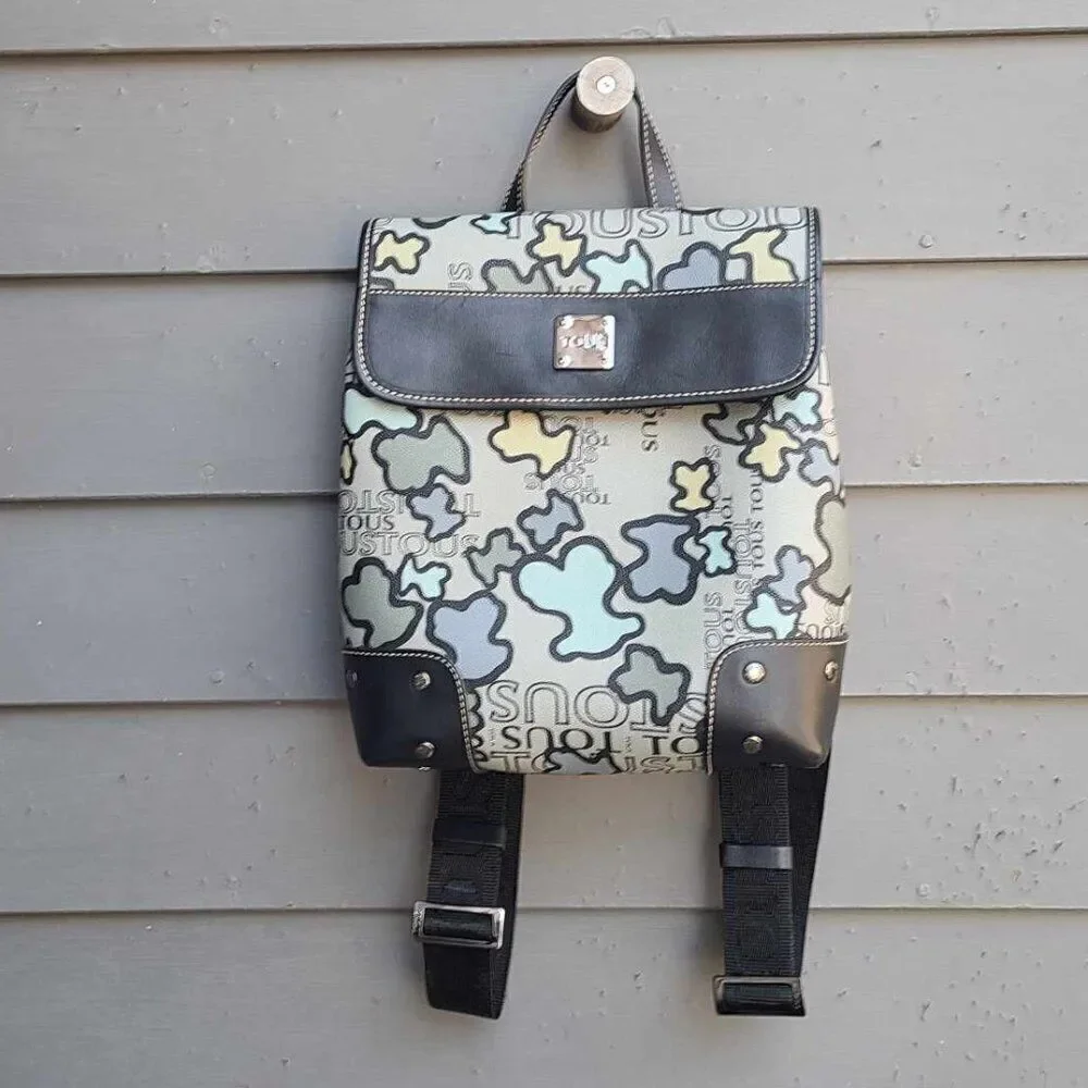 Tous Leather Kaos Icon Backpack Blue Grey Black Like New